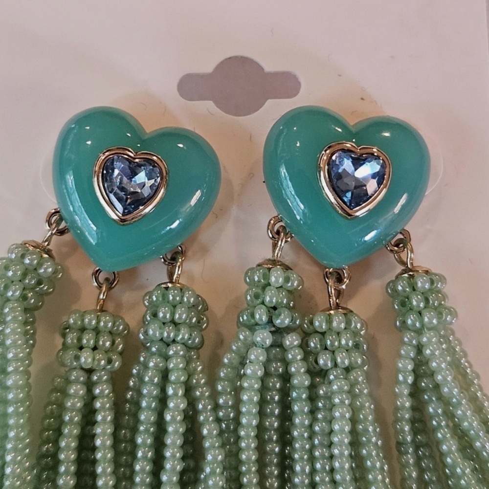 On 34th
Gold-Tone Crystal Heart & Beaded Fringe Drop Earrings - Picture 6 of 12